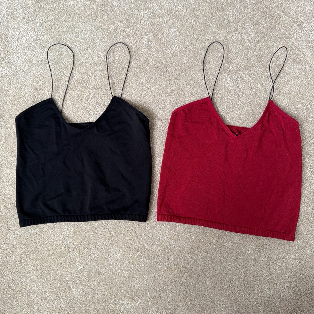 Free People Black and Red Camisole Set